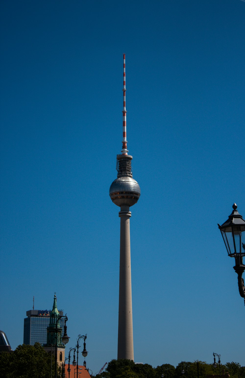 a tall tower with a sky background