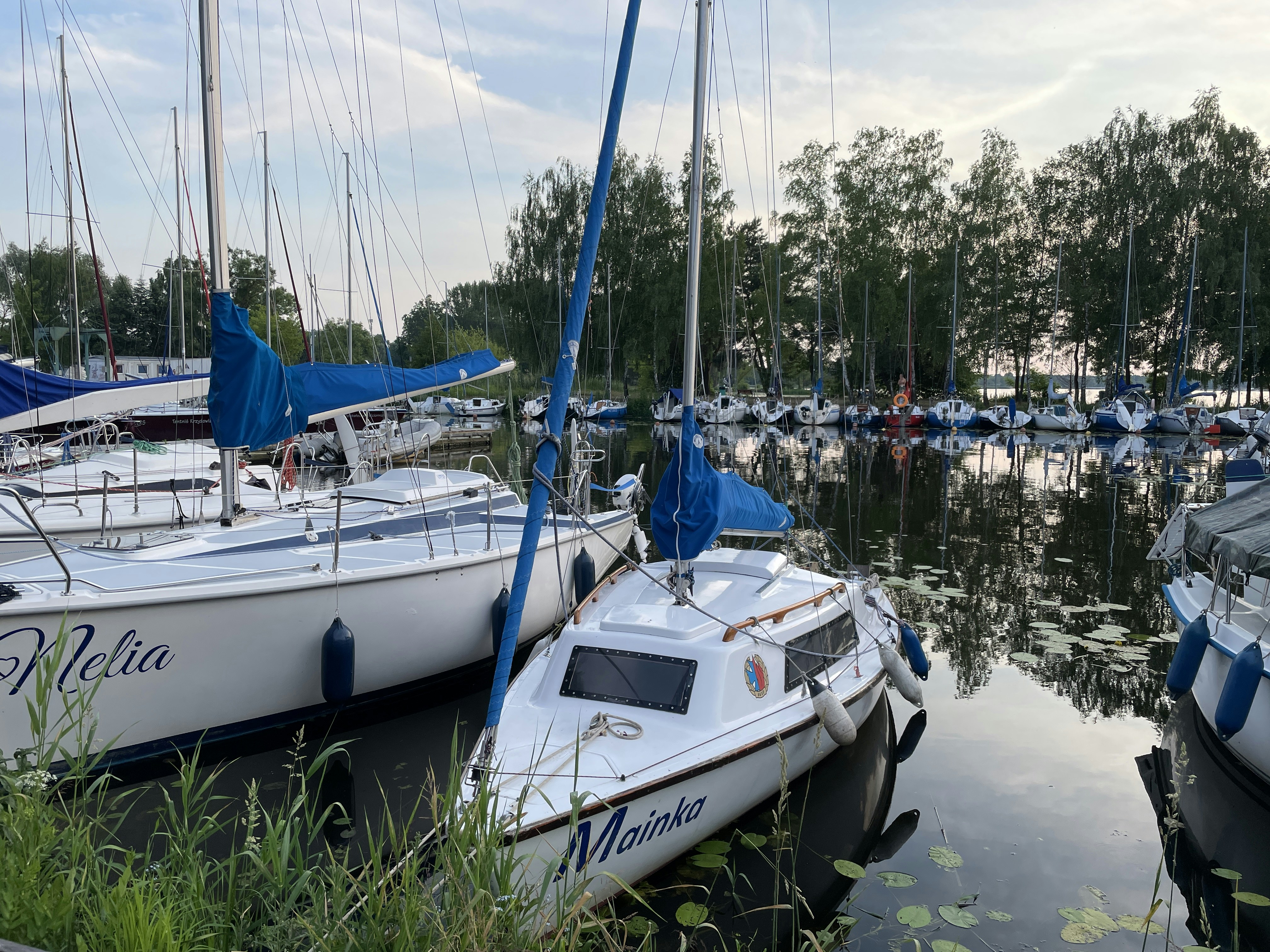 a couple of boats that are sitting in the water