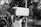 A black and white photograph of a protest where a person is holding up a sign that reads 'Buhari must go'. Several people are in the background, some obscured by trees, and there seems to be an intense atmosphere.