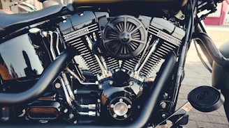 a close up of the engine of a motorcycle