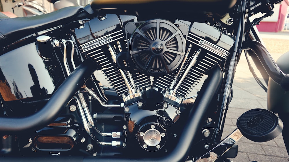 a close up of the engine of a motorcycle