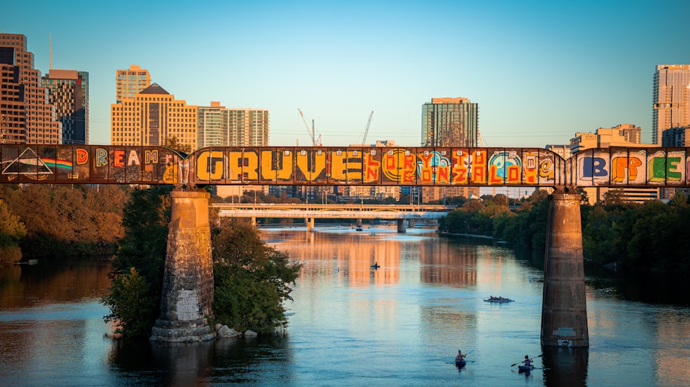 a bridge that has a train on it