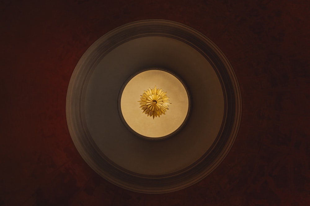 a ceiling light with a circular light fixture