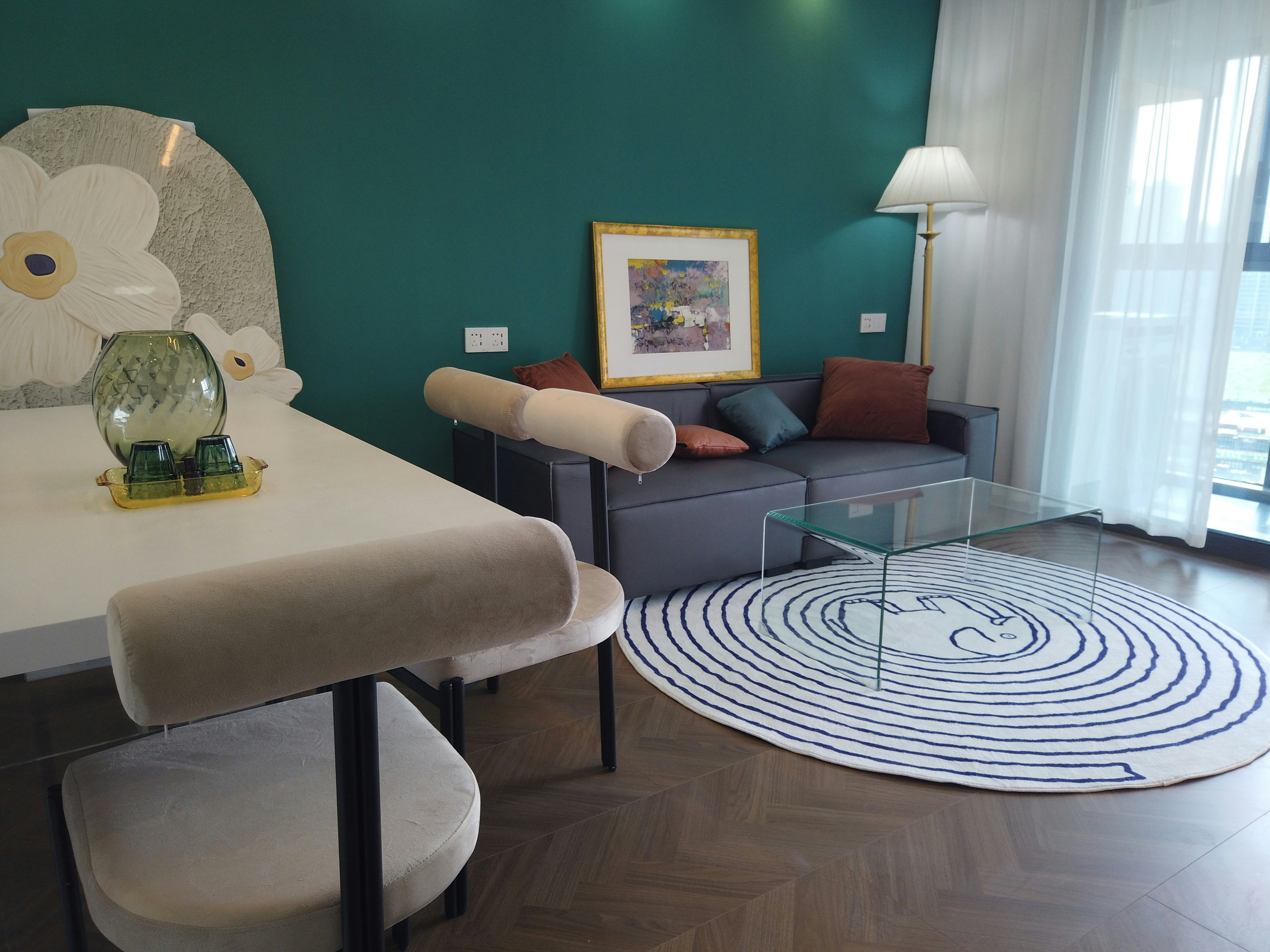 Modern wall art canvas - lifestyle image showing product in decorated room