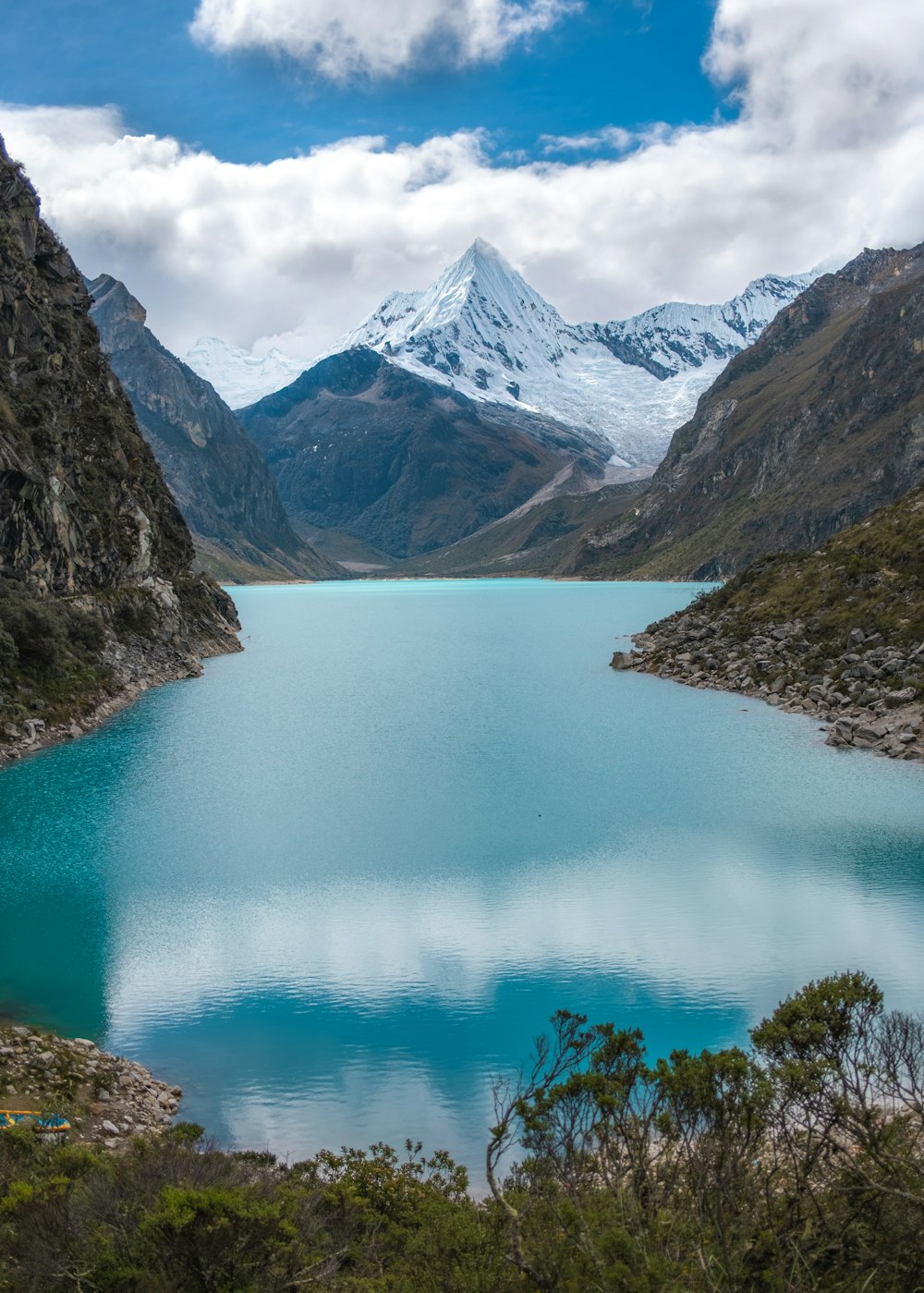 a large body of water surrounded by mountains