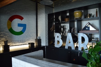 a room with a sign that says bar on the wall