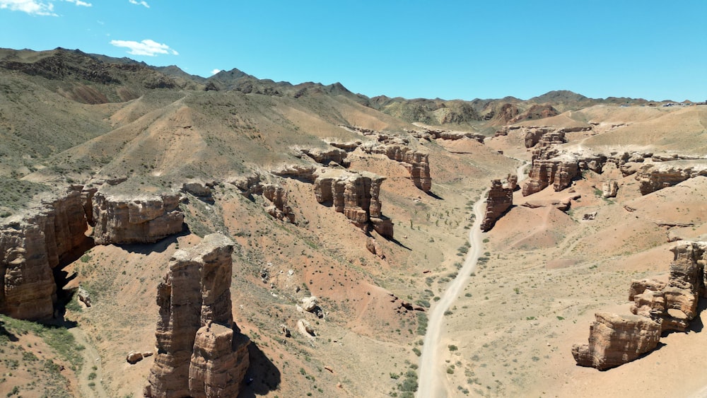 a view of a canyon in the middle of the desert