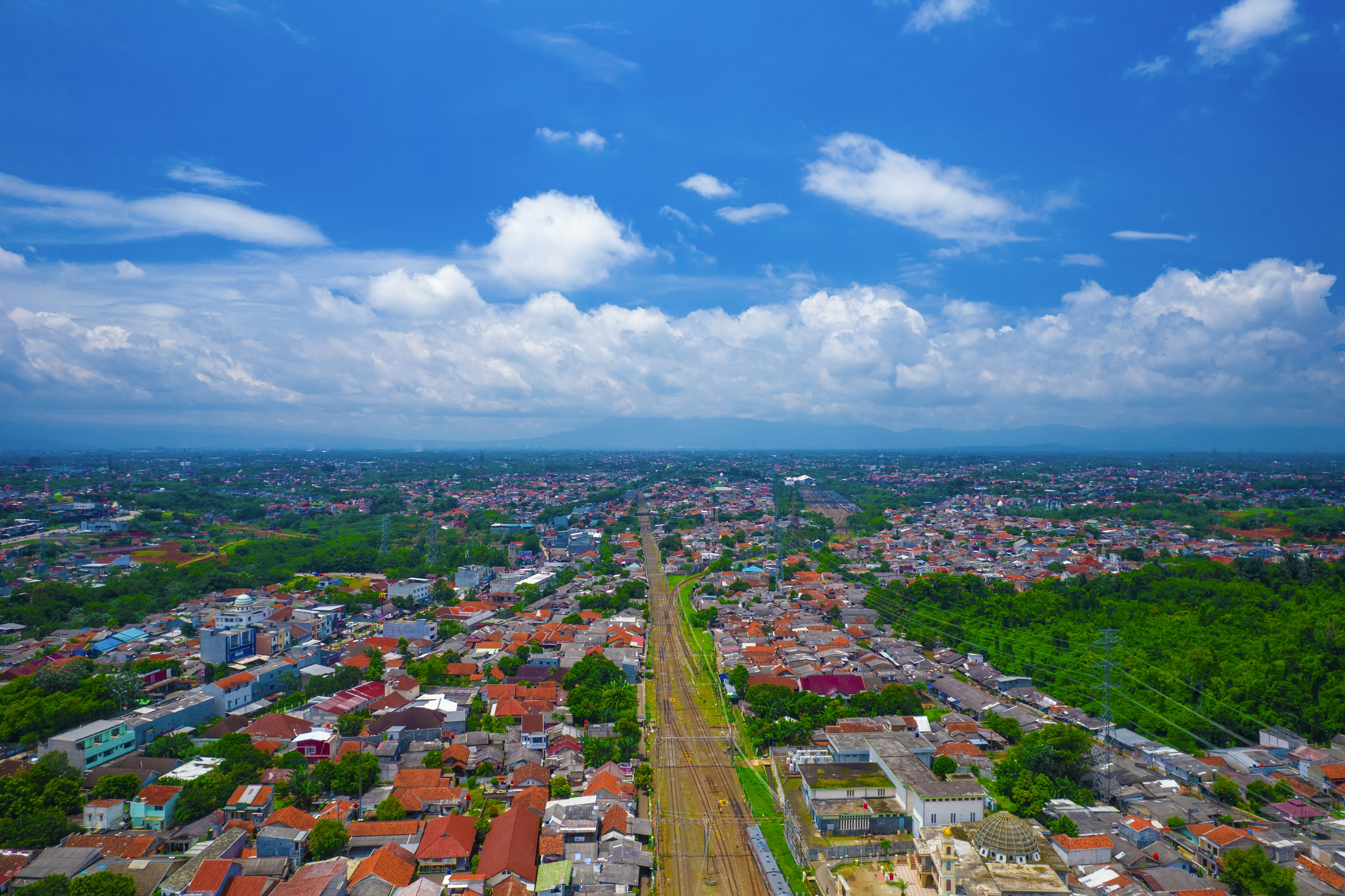 Aerial Views Around Depok City Station, West Java
