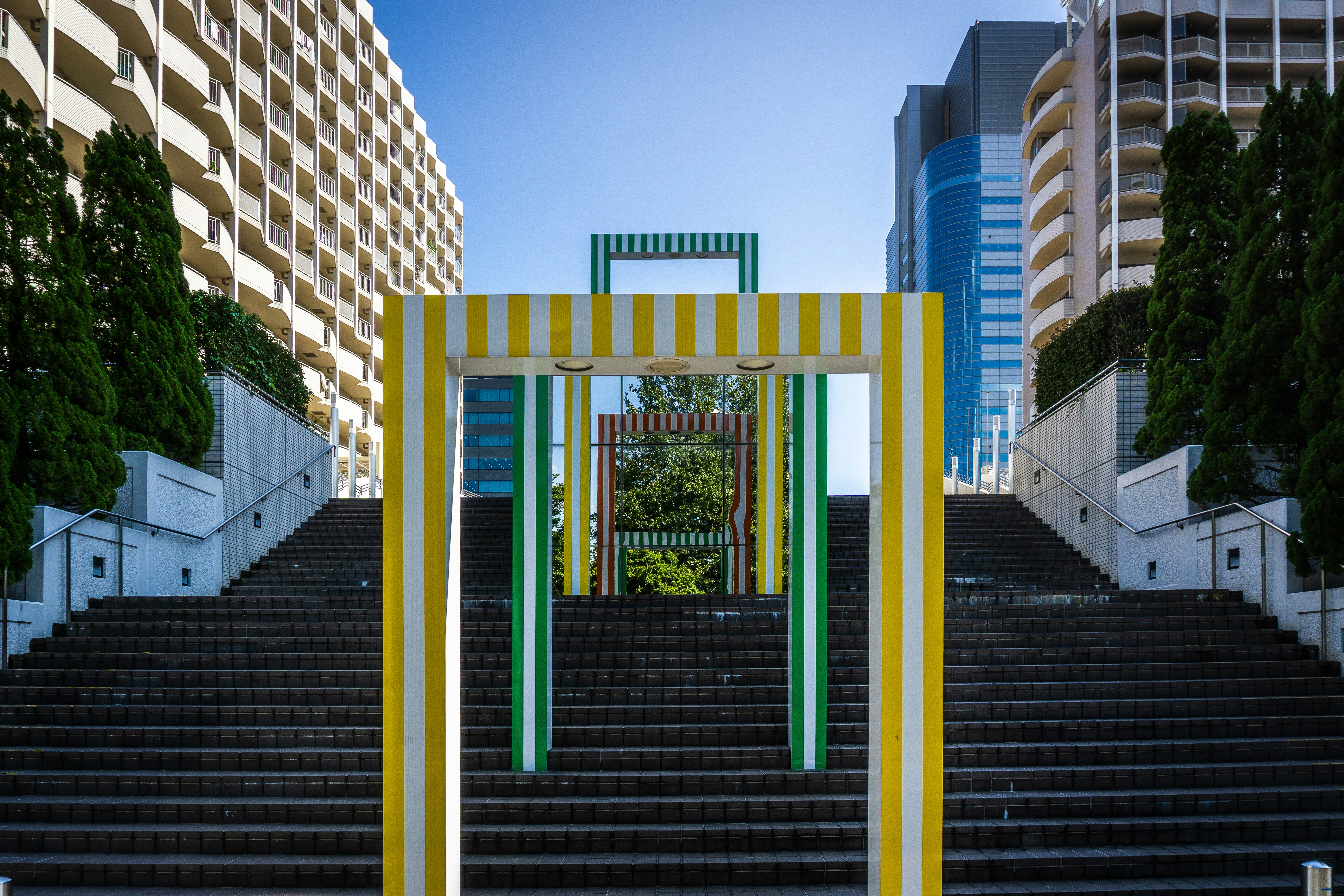 a set of stairs leading up to a building