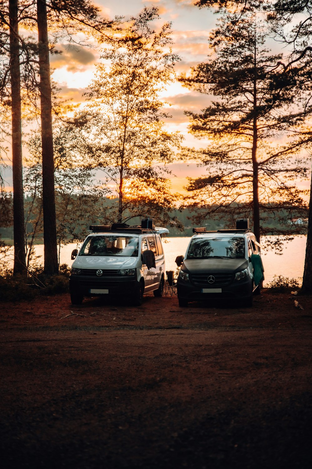 a couple of cars parked next to each other