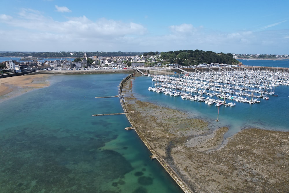 a harbor filled with lots of white boats