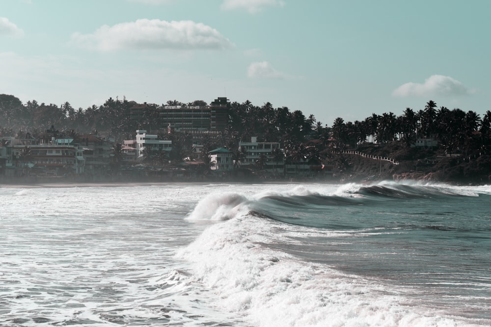 a large body of water near a beach