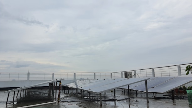 A sleek portable solar panel unit set up on a sunny rooftop.
