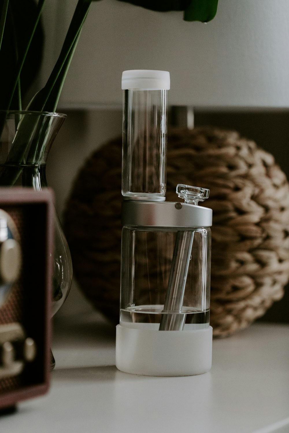 a close up of a blender on a table