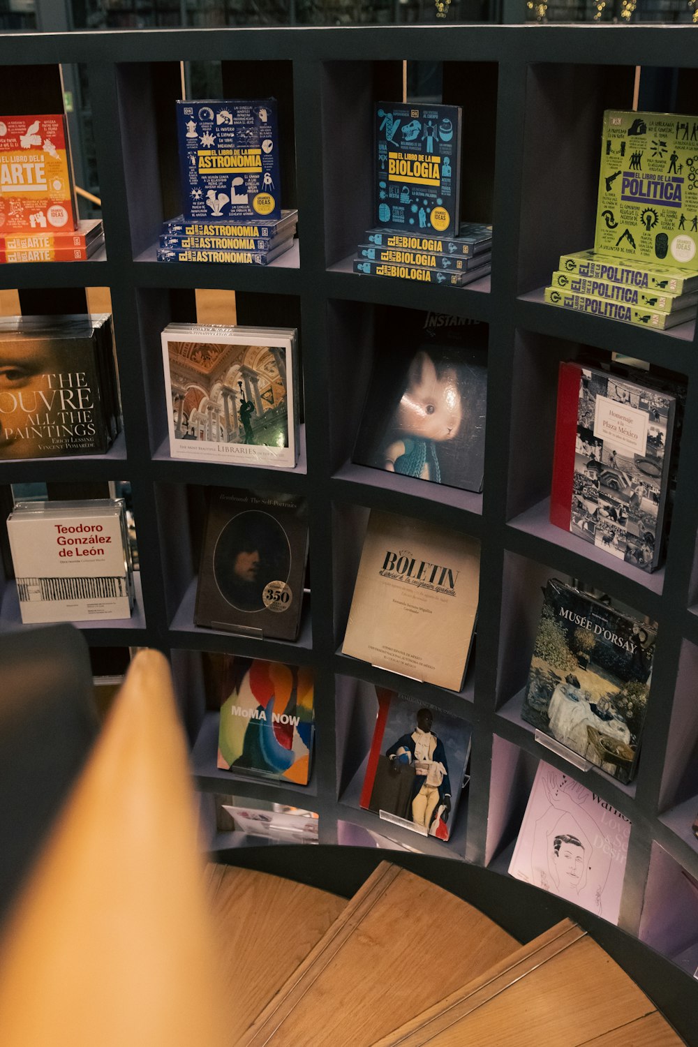 a book shelf filled with lots of books