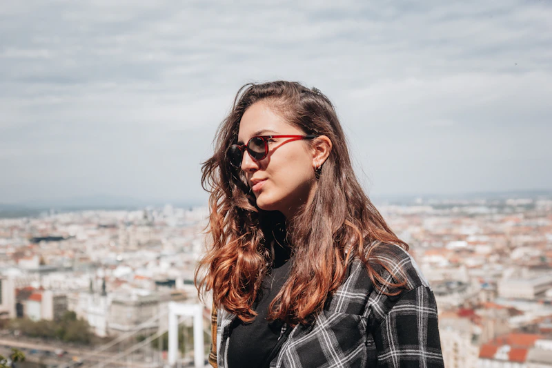 Woman overlooking the city