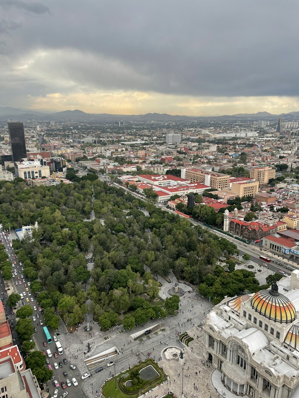 a view of a city from a tall building