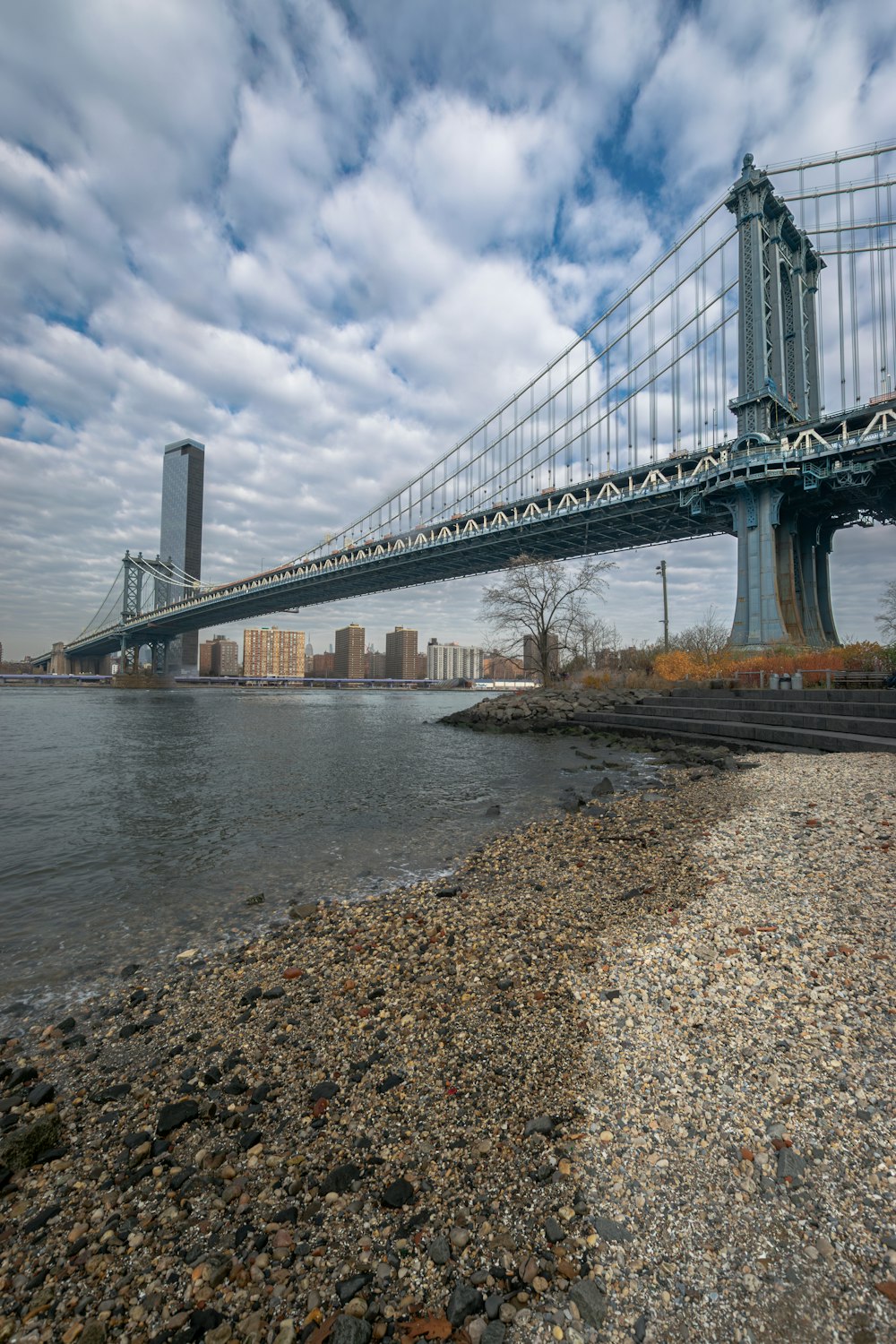 a view of a bridge over a body of water