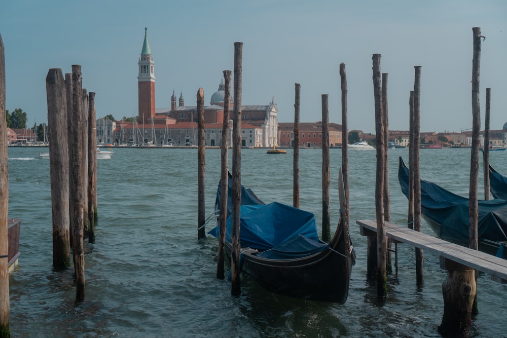 a couple of boats that are sitting in the water