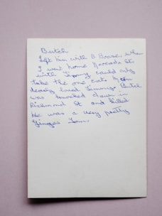 Close-up of a handwritten personal message on a birthday card