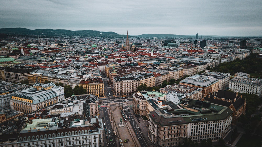 a view of a city from a tall building