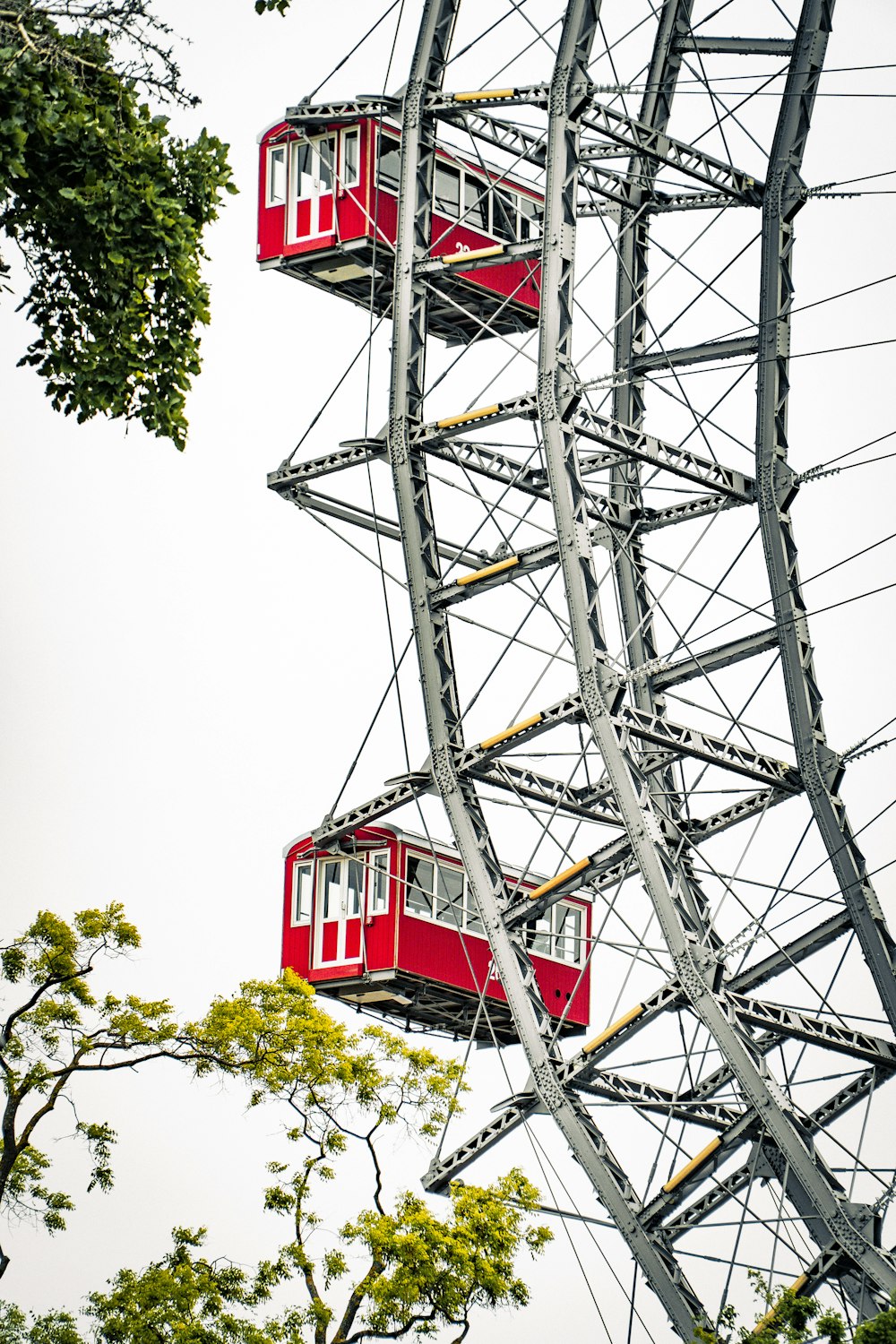 a ferris wheel with two people on it