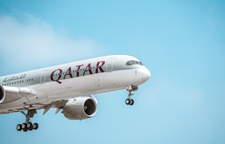 a large jetliner flying through a blue sky