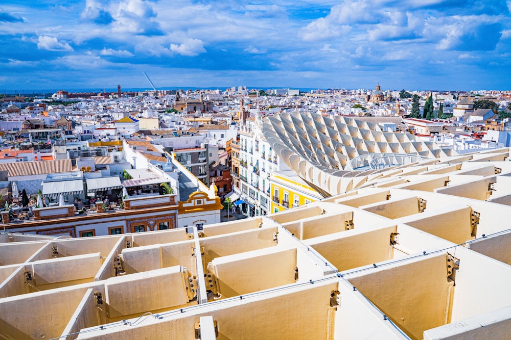 a view of a city from the top of a building