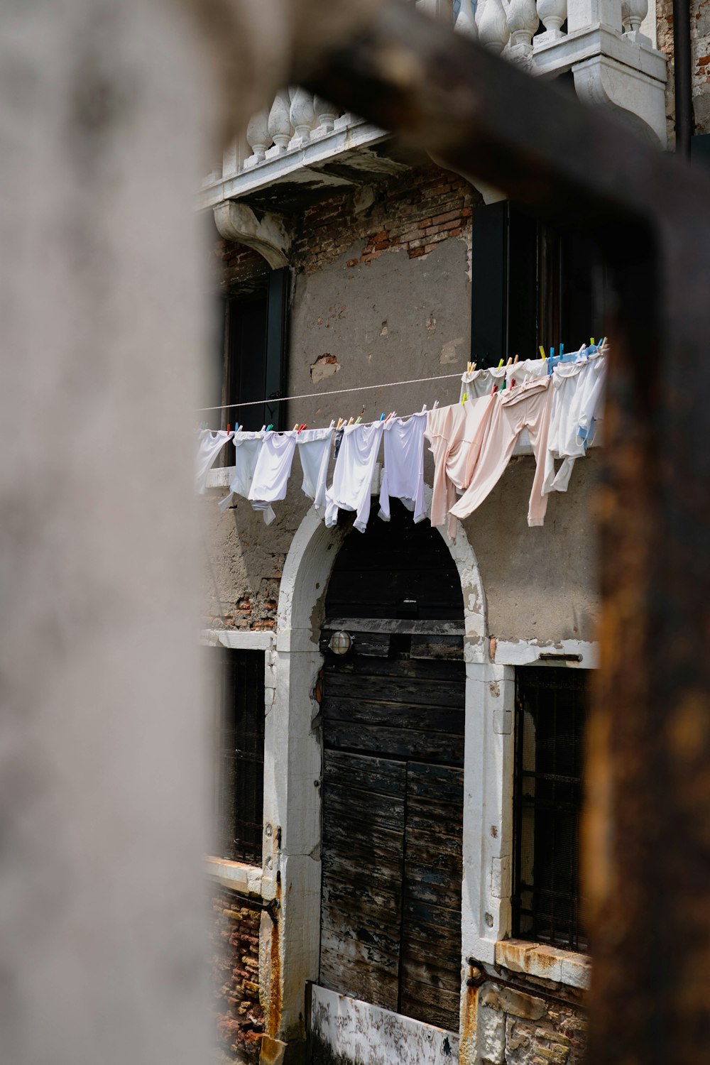 a building with clothes hanging out to dry