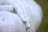 Close-up view of a marble sculpture depicting two intertwined hands resting on a knee, showcasing fine details in the carving and smooth texture of the stone.