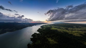 A panoramic view of a vibrant Nigerian landscape displayed on a large screen.