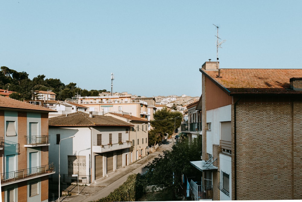 a view of a city from a balcony