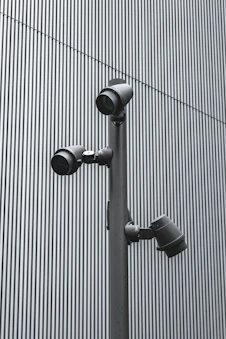 High-tech surveillance cameras installed in a modern office