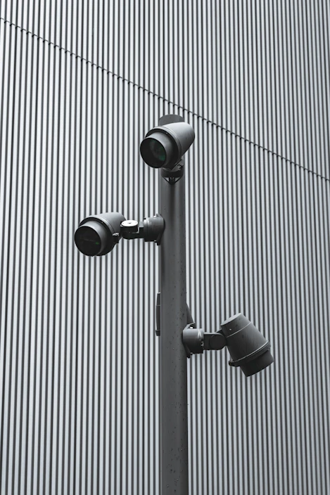 A modern security system installation showcasing cameras and alarms.