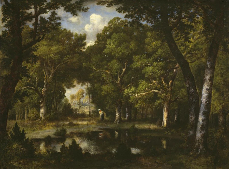Pond in the Woods, oil by Narcisse Virgile Diaz de la Peña, 1862