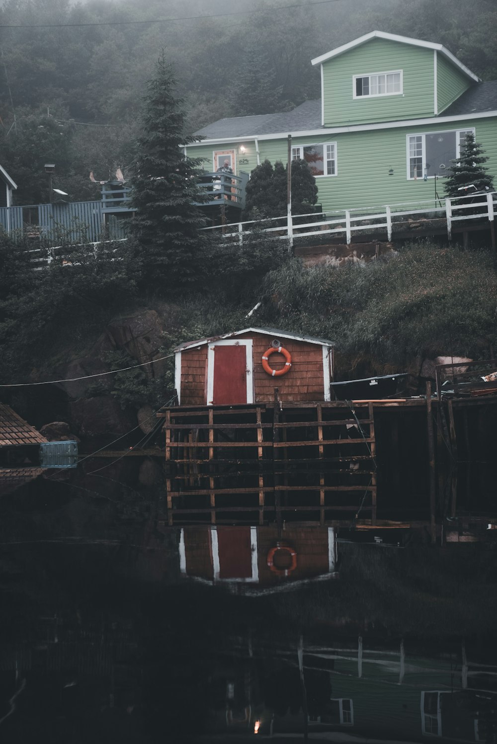 a house sitting on top of a body of water