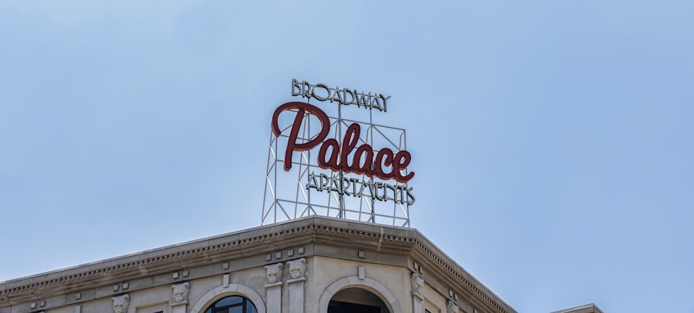 a large sign on top of a building