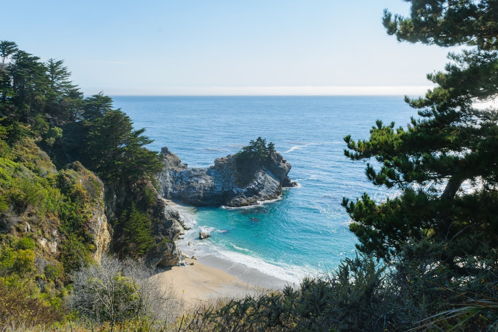 a view of the ocean from a cliff