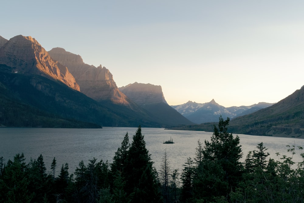 a large body of water surrounded by mountains