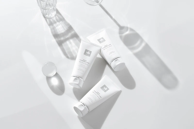 Skincare products on a clinical surface
