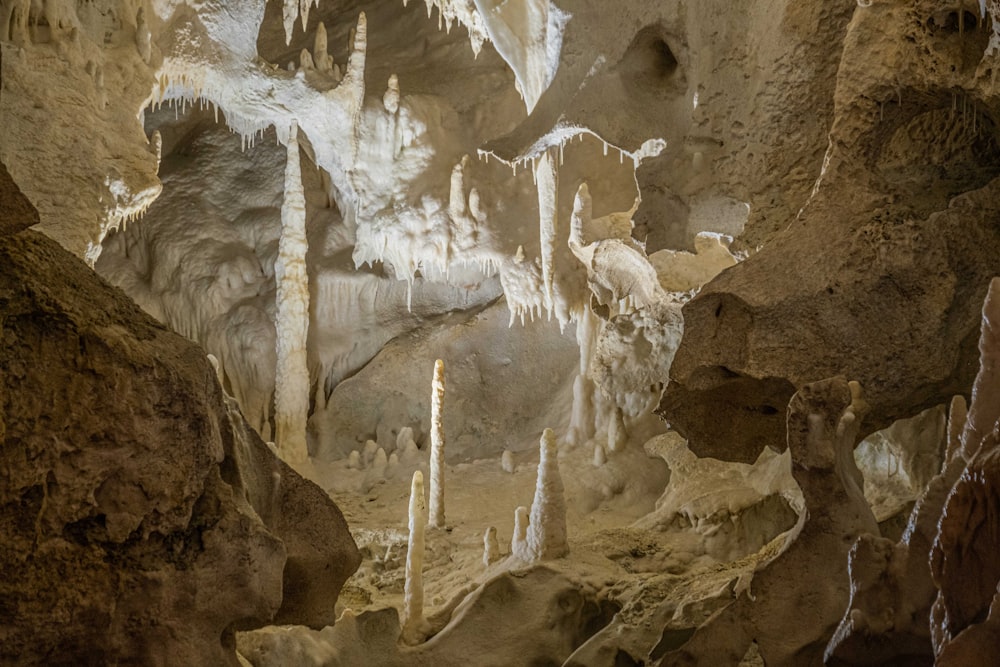 a group of candles that are in a cave