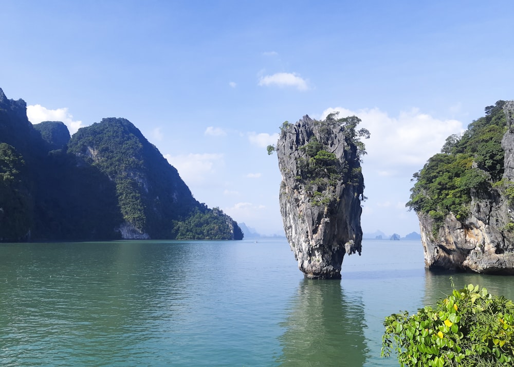 a body of water surrounded by mountains and trees