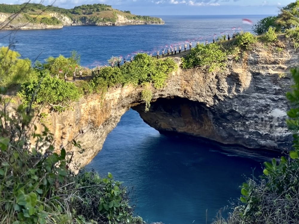 a view of the ocean from a cliff