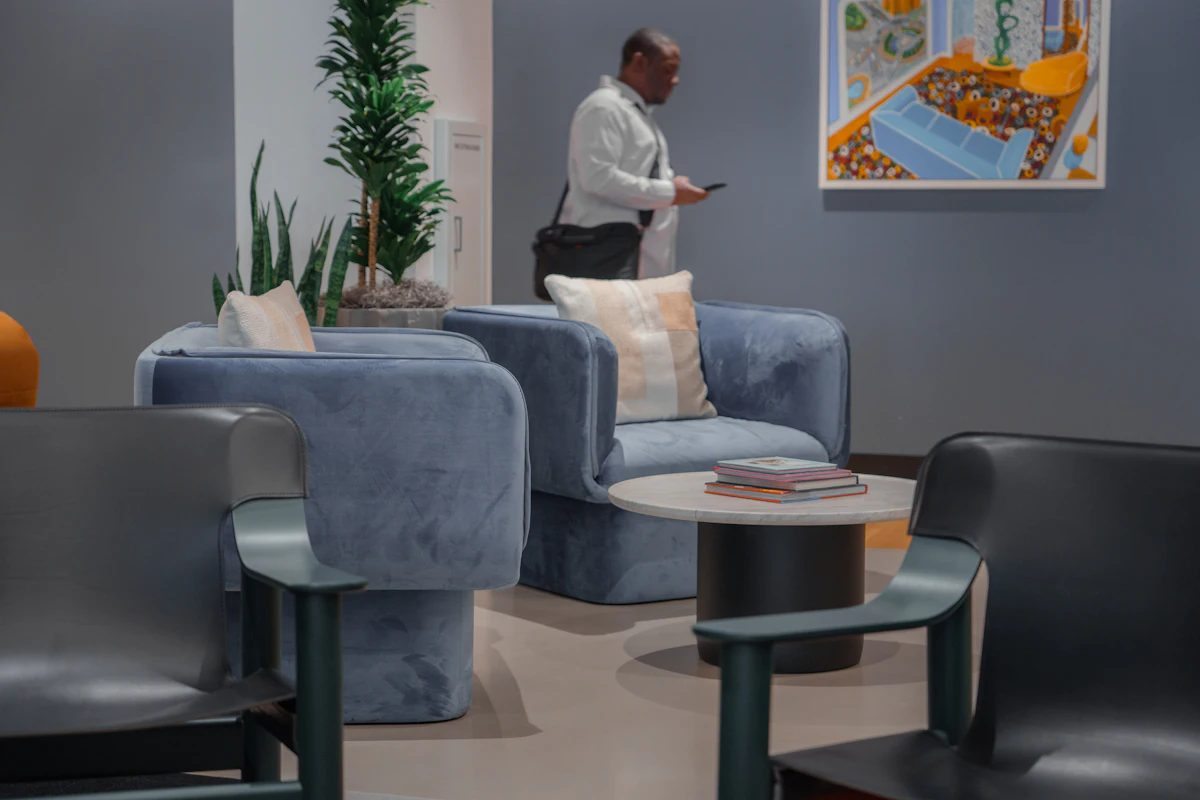 A lounge area in an office