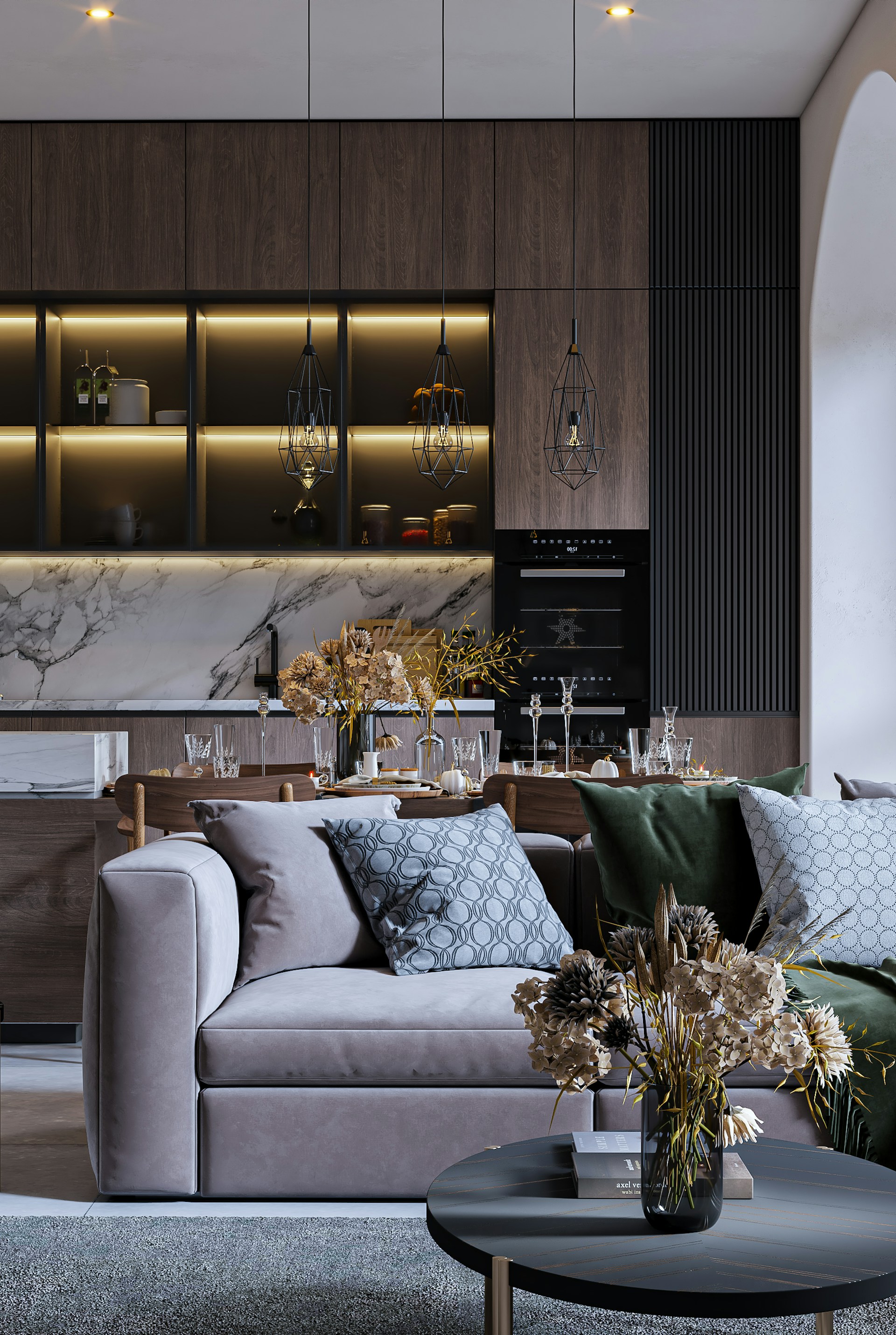 a living room filled with furniture and decor