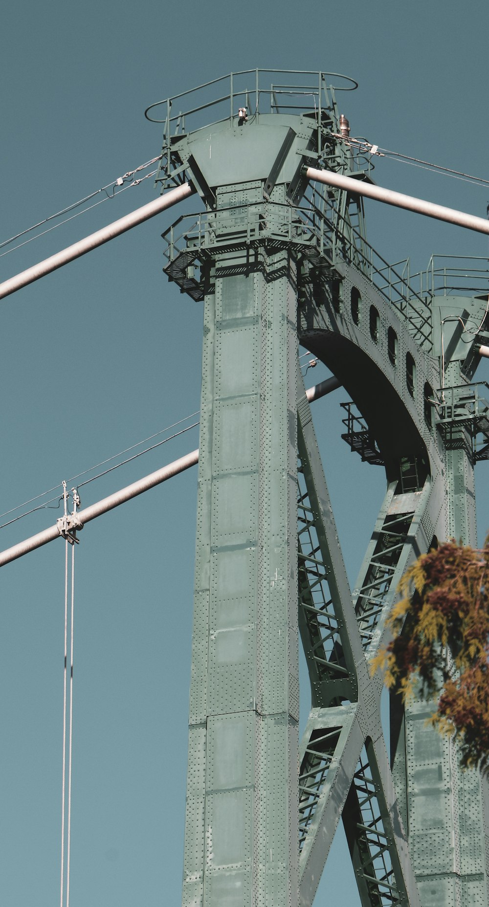 a tall metal structure with a sky background