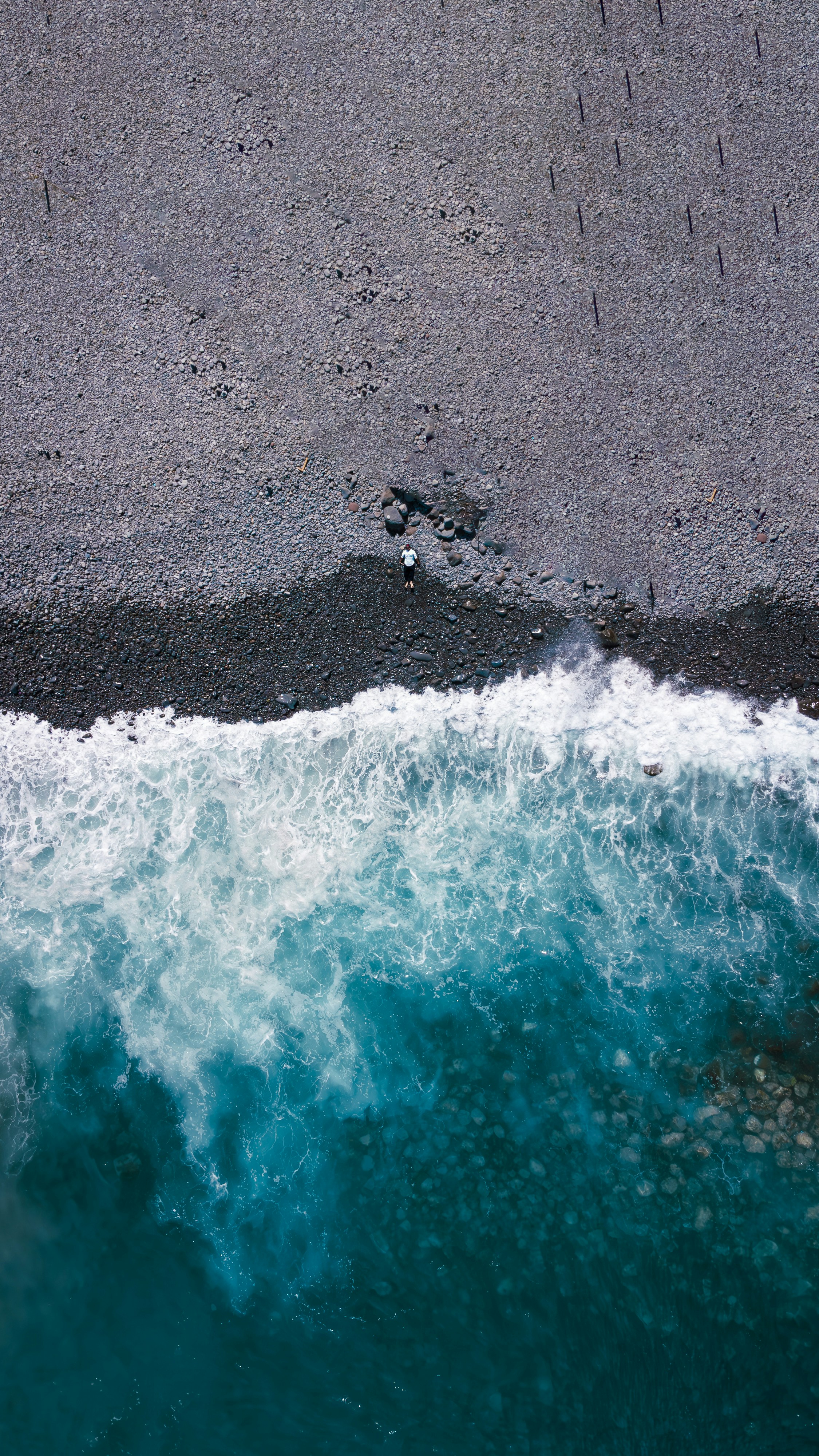 an aerial view of a body of water