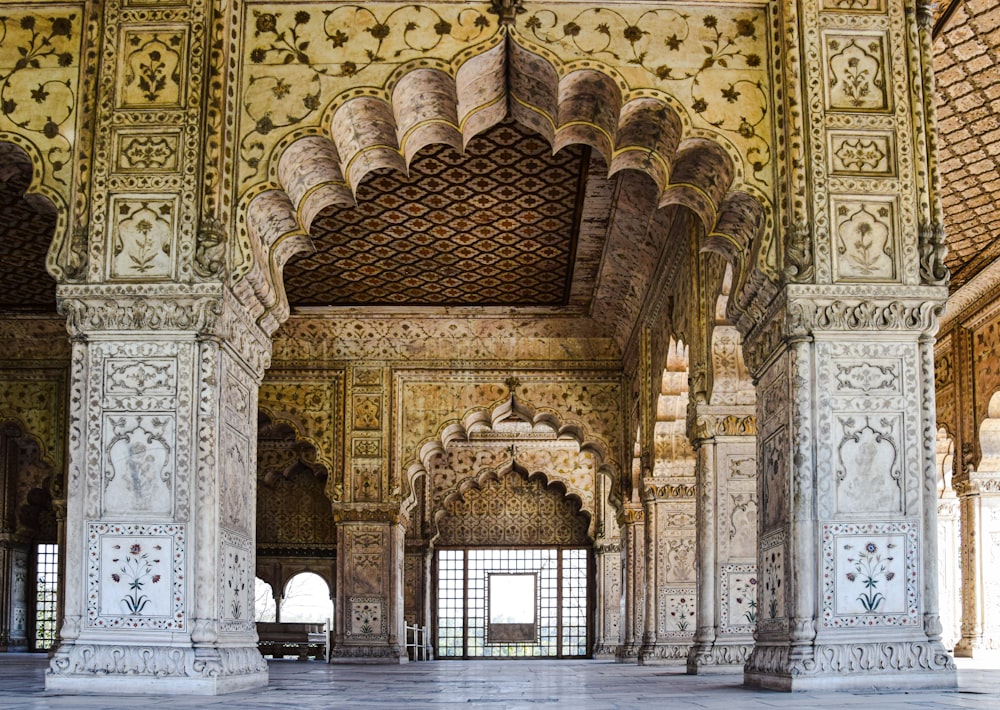 a large building with intricate carvings on the walls