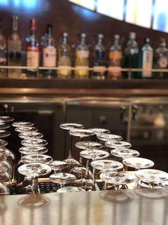 A close-up of a beautifully arranged wine flight at Janet's Bar.
