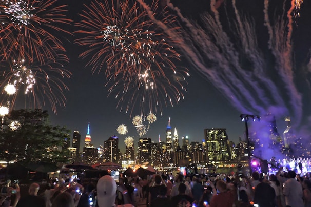 A vibrant image showcasing London's skyline with a diverse crowd celebrating.